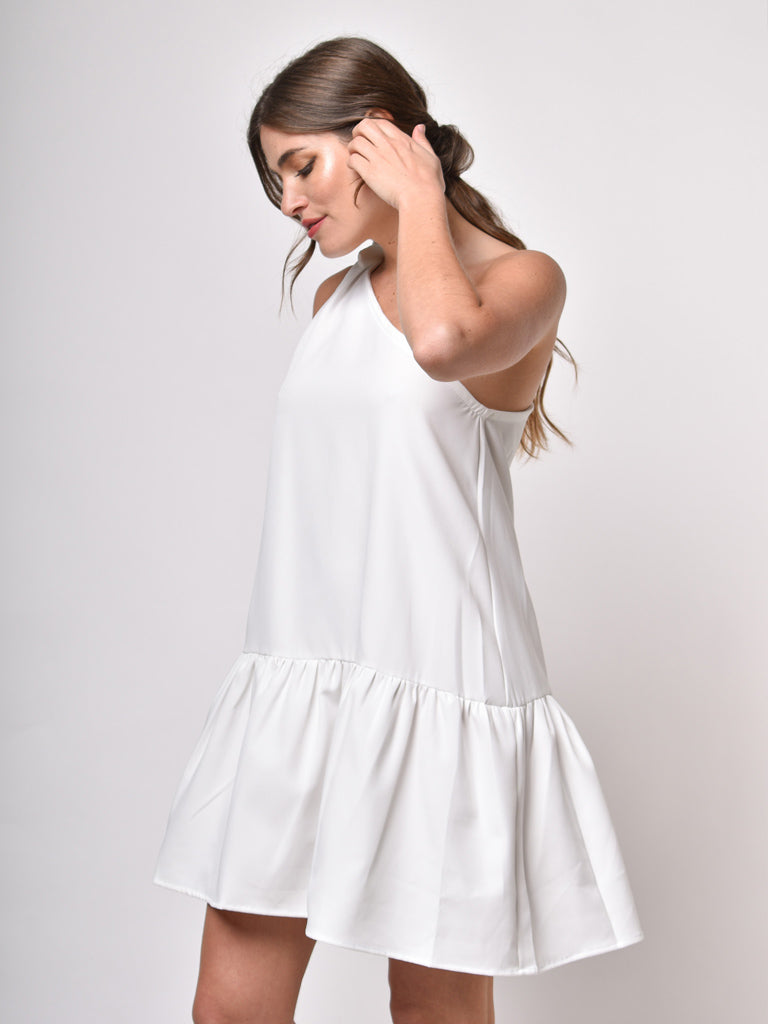 VESTIDO CORTO BLANCO EN CREPPE